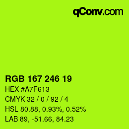 颜色代码: RGB 167 246 19 | qconv.com