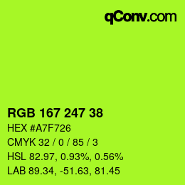 Color code: RGB 167 247 38 | qconv.com
