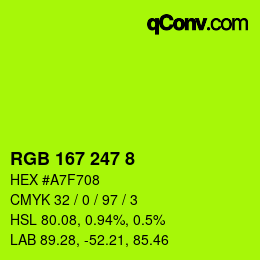 颜色代码: RGB 167 247 8 | qconv.com