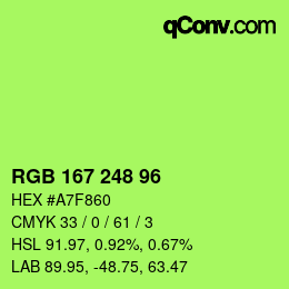 Color code: RGB 167 248 96 | qconv.com