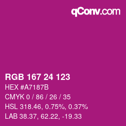 Color code: RGB 167 24 123 | qconv.com