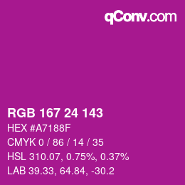 カラーコード: RGB 167 24 143 | qconv.com