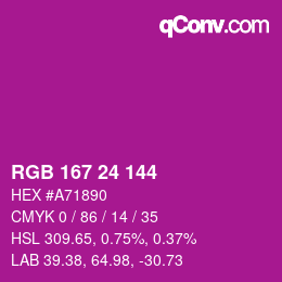 颜色代码: RGB 167 24 144 | qconv.com