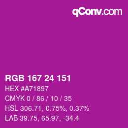 カラーコード: RGB 167 24 151 | qconv.com
