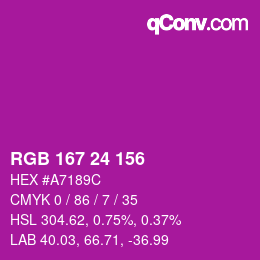 カラーコード: RGB 167 24 156 | qconv.com