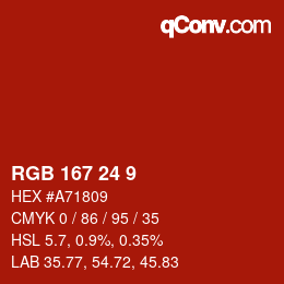 カラーコード: RGB 167 24 9 | qconv.com