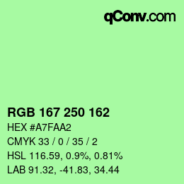 Color code: RGB 167 250 162 | qconv.com