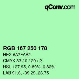 Color code: RGB 167 250 178 | qconv.com