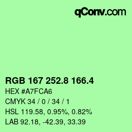 カラーコード: RGB 167 252.8 166.4 | qconv.com