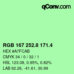 カラーコード: RGB 167 252.8 171.4 | qconv.com