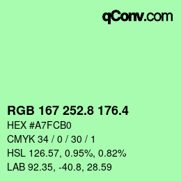 カラーコード: RGB 167 252.8 176.4 | qconv.com