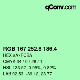 カラーコード: RGB 167 252.8 186.4 | qconv.com