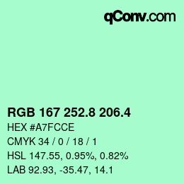 カラーコード: RGB 167 252.8 206.4 | qconv.com