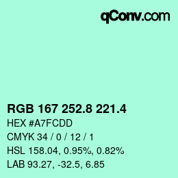 カラーコード: RGB 167 252.8 221.4 | qconv.com
