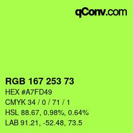 Color code: RGB 167 253 73 | qconv.com