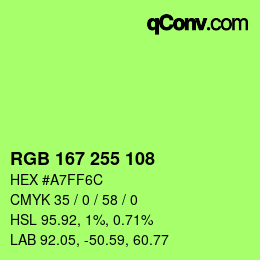 Farbcode: RGB 167 255 108 | qconv.com