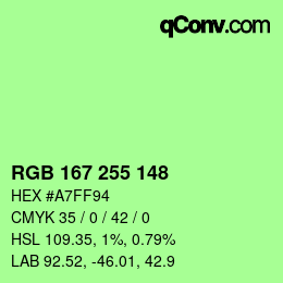 Color code: RGB 167 255 148 | qconv.com