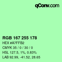 Color code: RGB 167 255 178 | qconv.com