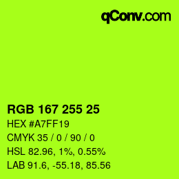 Color code: RGB 167 255 25 | qconv.com