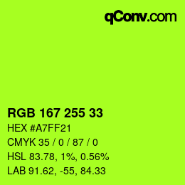 Color code: RGB 167 255 33 | qconv.com