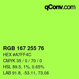 Color code: RGB 167 255 76 | qconv.com