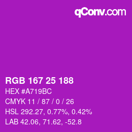Color code: RGB 167 25 188 | qconv.com