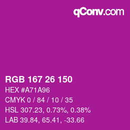 カラーコード: RGB 167 26 150 | qconv.com