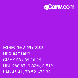 Color code: RGB 167 26 233 | qconv.com