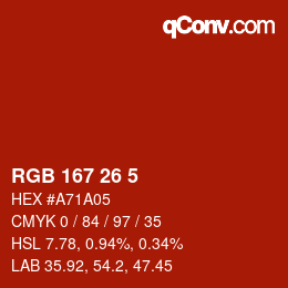 Color code: RGB 167 26 5 | qconv.com