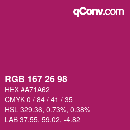 Color code: RGB 167 26 98 | qconv.com