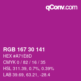 カラーコード: RGB 167 30 141 | qconv.com