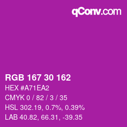 Color code: RGB 167 30 162 | qconv.com