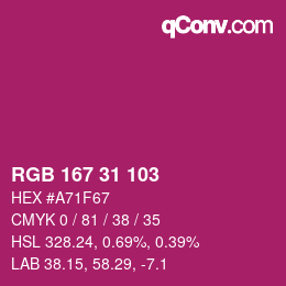 Color code: RGB 167 31 103 | qconv.com