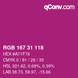 Color code: RGB 167 31 118 | qconv.com