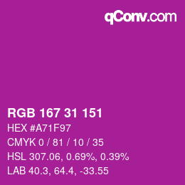 Color code: RGB 167 31 151 | qconv.com