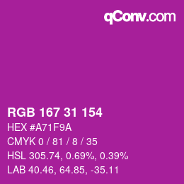 Color code: RGB 167 31 154 | qconv.com
