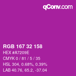 颜色代码: RGB 167 32 158 | qconv.com