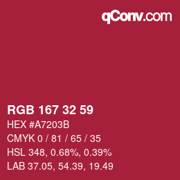 Color code: RGB 167 32 59 | qconv.com