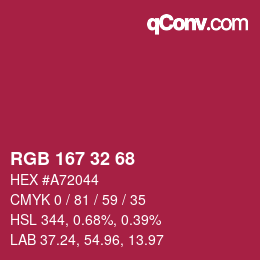 Color code: RGB 167 32 68 | qconv.com
