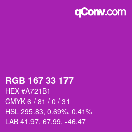 颜色代码: RGB 167 33 177 | qconv.com