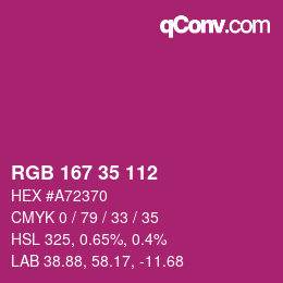 カラーコード: RGB 167 35 112 | qconv.com