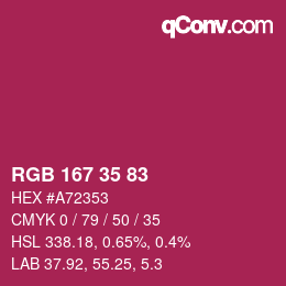 Color code: RGB 167 35 83 | qconv.com