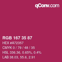 カラーコード: RGB 167 35 87 | qconv.com