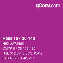 Código de color: RGB 167 36 140 | qconv.com