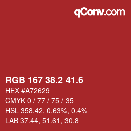 カラーコード: RGB 167 38.2 41.6 | qconv.com