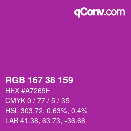 カラーコード: RGB 167 38 159 | qconv.com