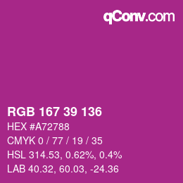 Código de color: RGB 167 39 136 | qconv.com