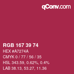 Color code: RGB 167 39 74 | qconv.com