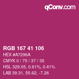 Color code: RGB 167 41 106 | qconv.com