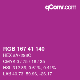 カラーコード: RGB 167 41 140 | qconv.com